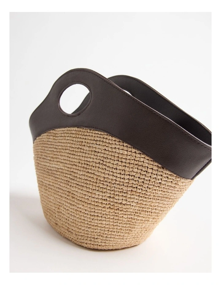 Kira Raffia Mini Tot Bag in Natural image 4