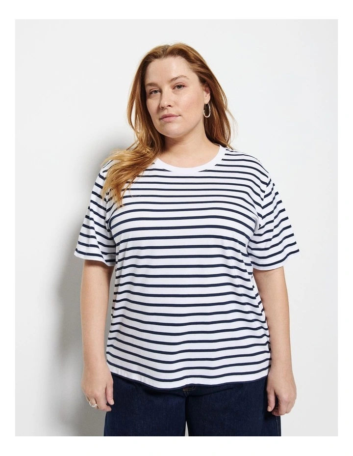Dani Tee in Navy Stripe image 1