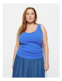 The Cotton Rib Tank in Riviera Blue