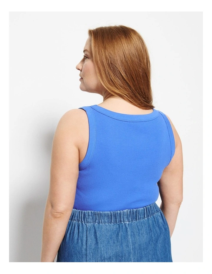 The Cotton Rib Tank in Riviera Blue image 2