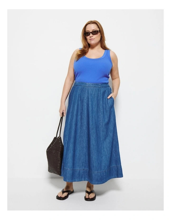 The Cotton Rib Tank in Riviera Blue image 4