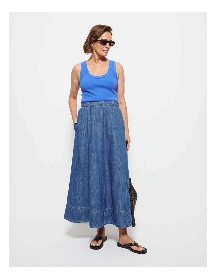 The Cotton Rib Tank in Riviera Blue image 6