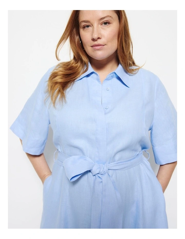 Linen Dress in Powder Blue image 3