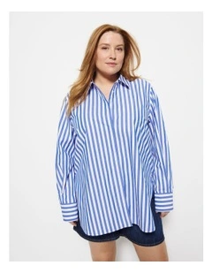 Good Earth Cotton Demi Shirt in Blue