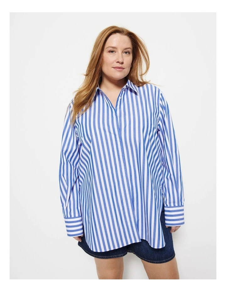 Good Earth Cotton Demi Shirt in Blue image 1