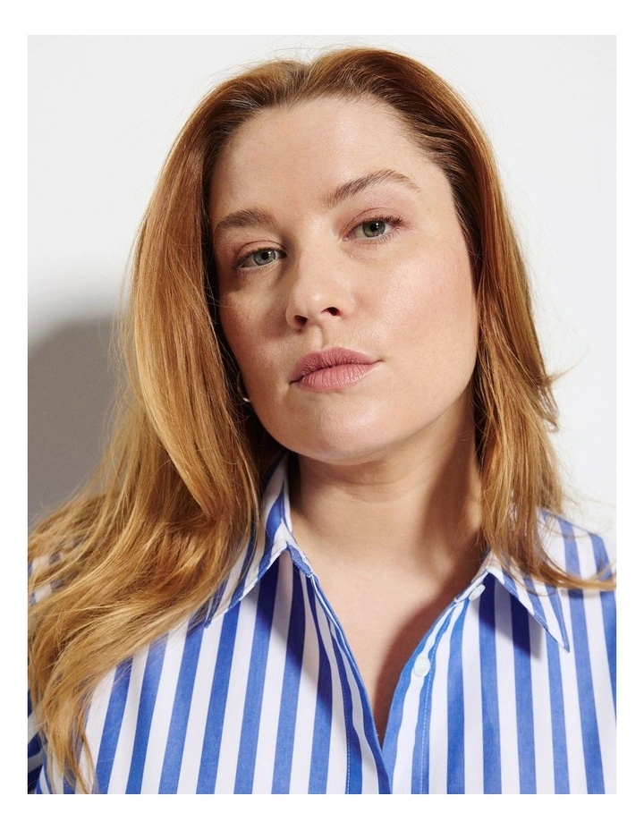 Good Earth Cotton Demi Shirt in Blue image 3