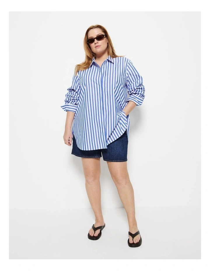 Good Earth Cotton Demi Shirt in Blue image 4