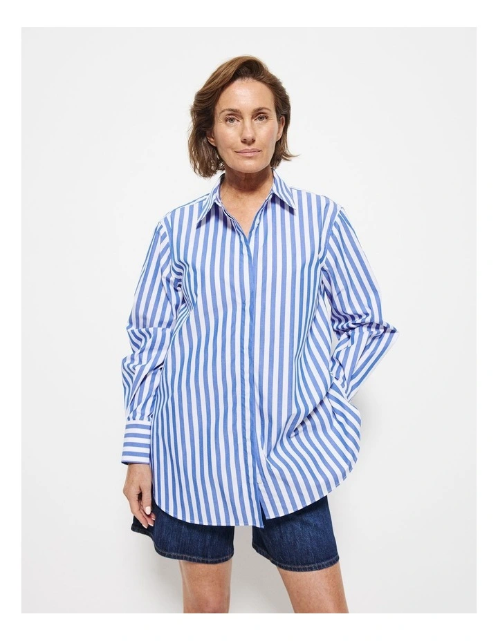 Good Earth Cotton Demi Shirt in Blue image 5