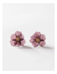 Greta Floral Earrings in Burgundy