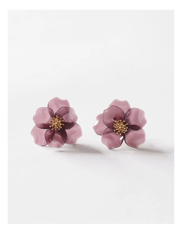 Greta Floral Earrings in Burgundy image 1