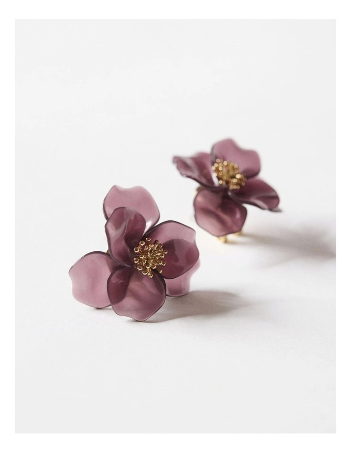 Greta Floral Earrings in Burgundy image 3