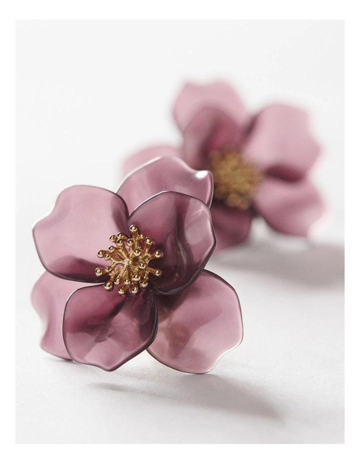 Greta Floral Earrings in Burgundy image 4