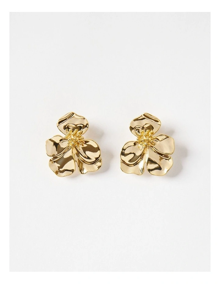 Sienna Floral Earrings in Gold image 1