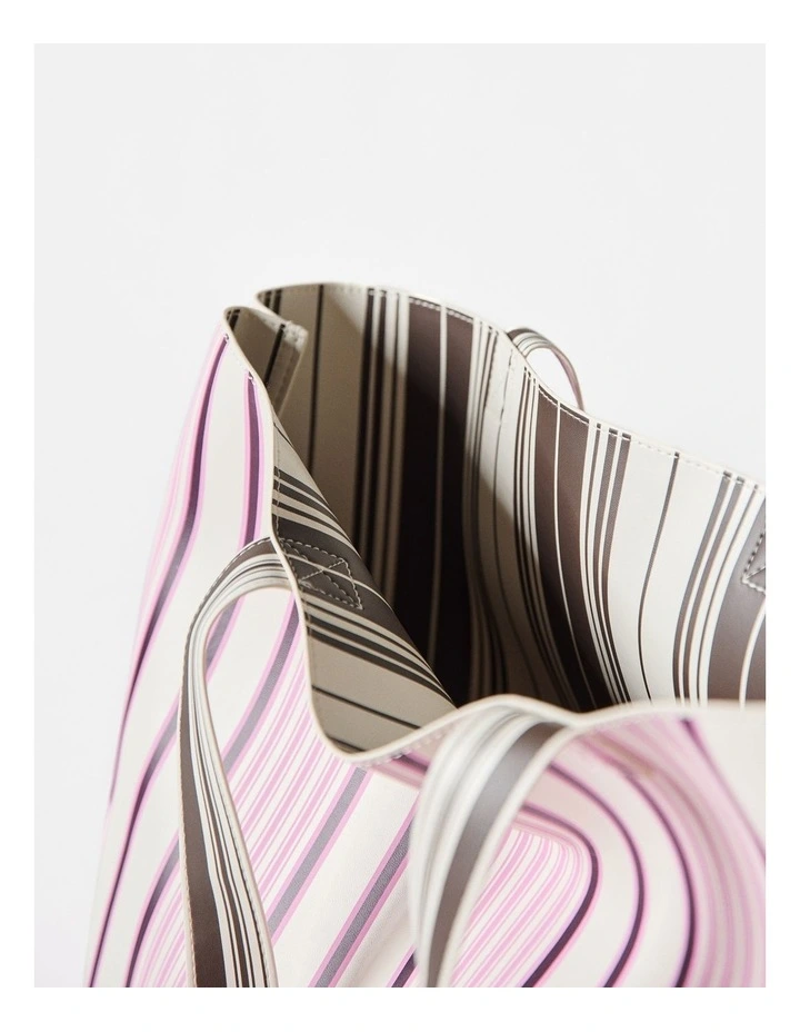 The Cara Stripe Tote in Pink Multi image 3