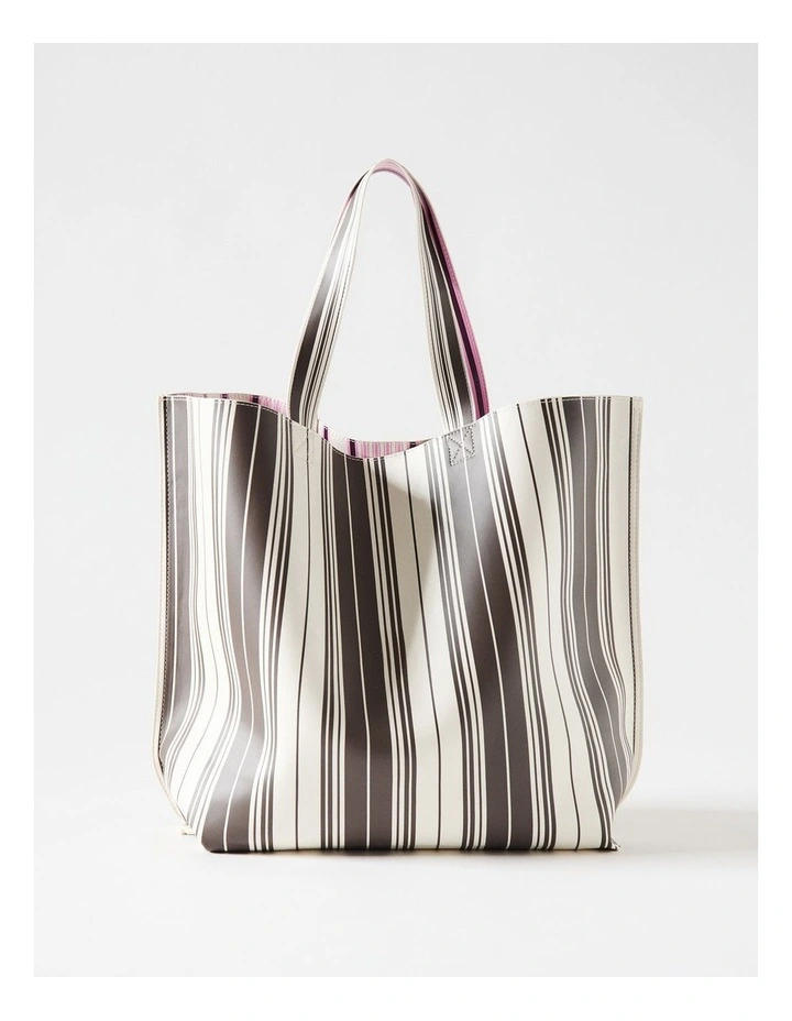The Cara Stripe Tote in Pink Multi image 4