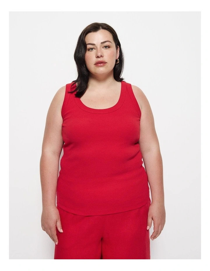 The Cotton Rib Tank in Cherry image 1