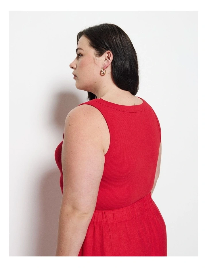 The Cotton Rib Tank in Cherry image 2