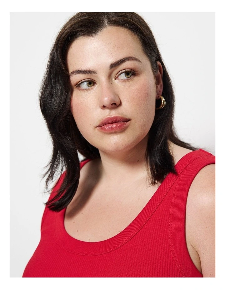 The Cotton Rib Tank in Cherry image 3