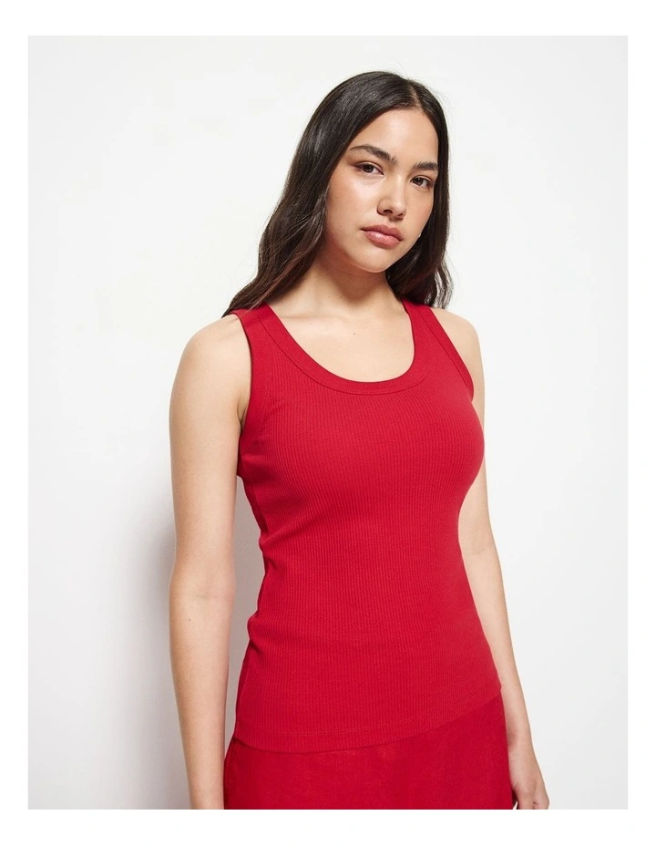 The Cotton Rib Tank in Cherry image 5