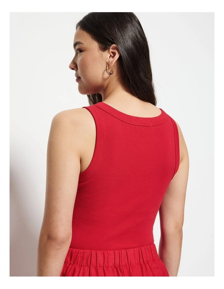 The Cotton Rib Tank in Cherry image 6