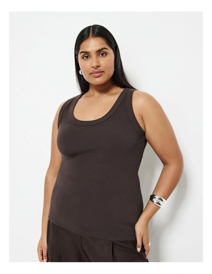 The Cotton Rib Tank in New Bitter Chocolate image 1