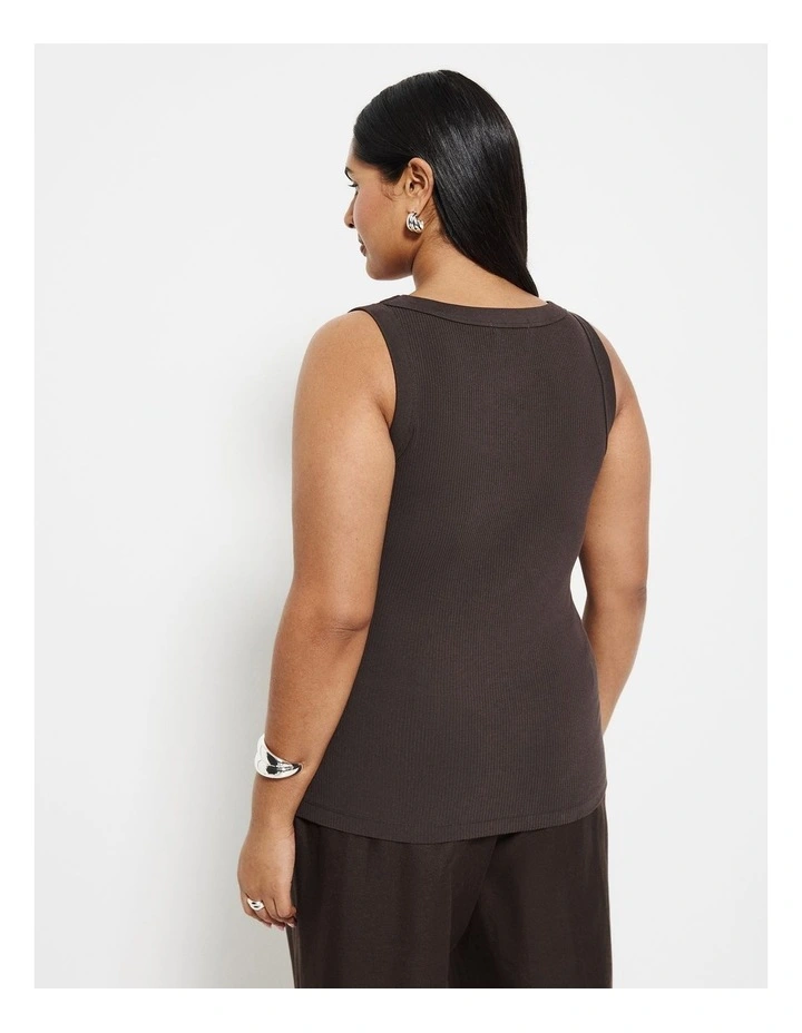 The Cotton Rib Tank in New Bitter Chocolate image 2