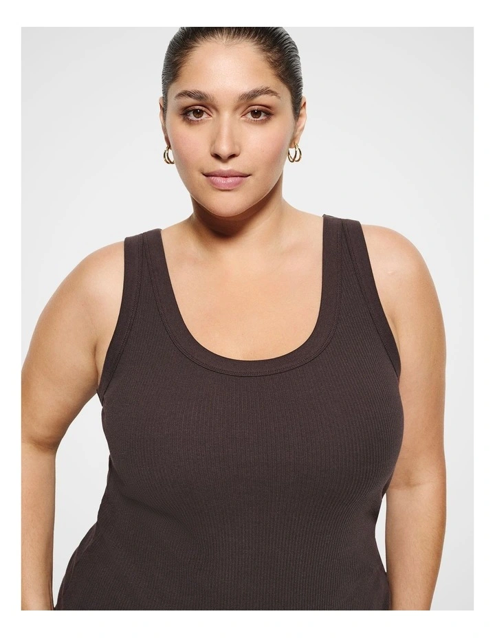 The Cotton Rib Tank in New Bitter Chocolate image 3