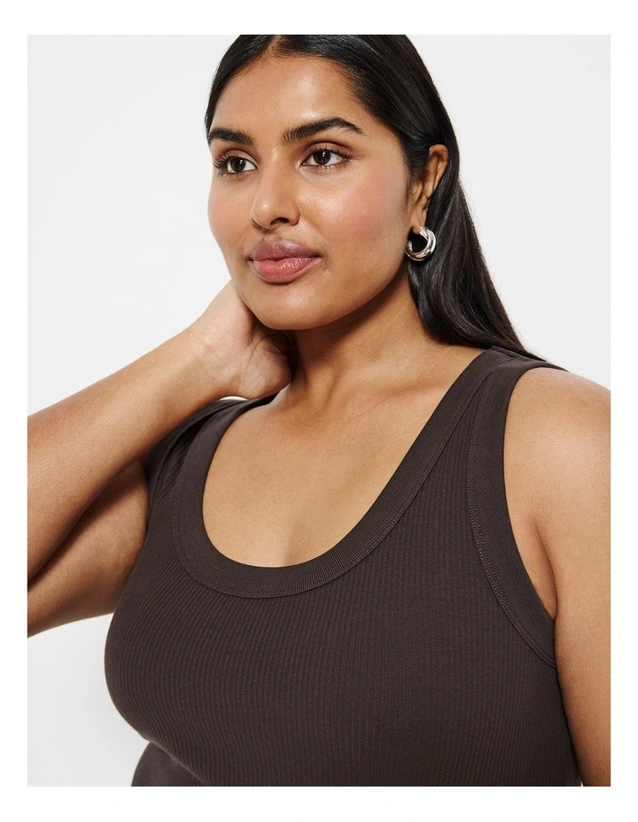The Cotton Rib Tank in New Bitter Chocolate image 3