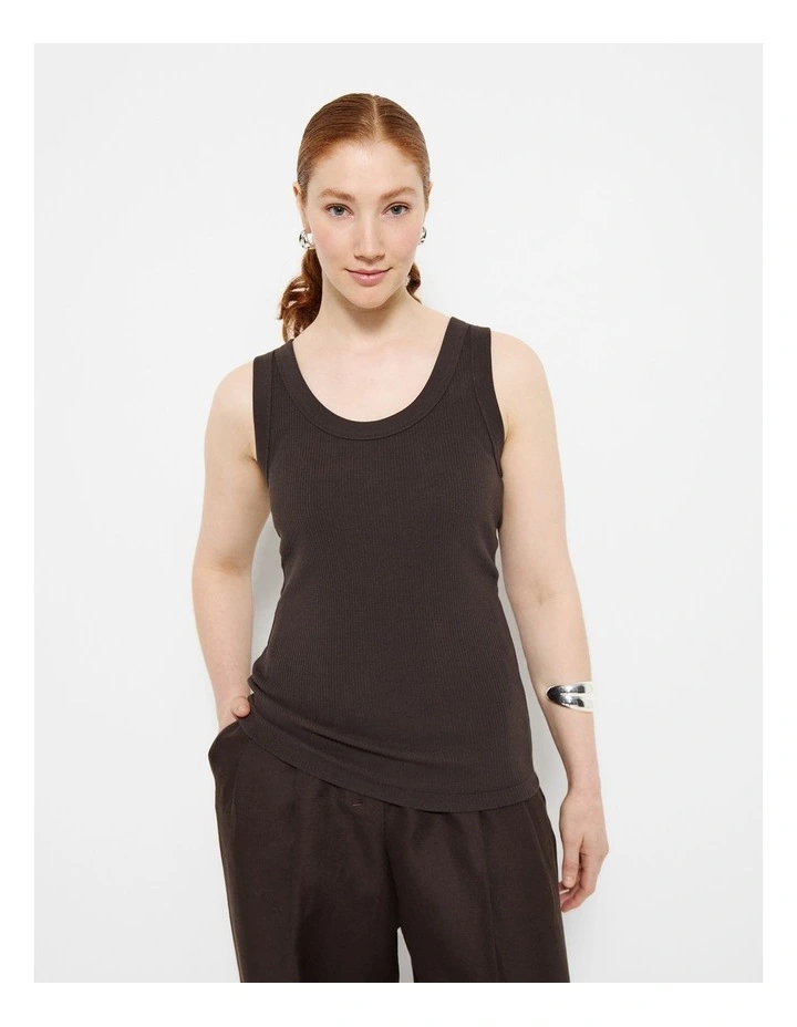The Cotton Rib Tank in New Bitter Chocolate image 5