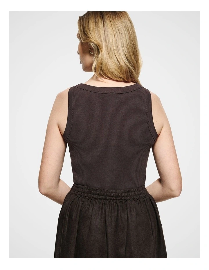 The Cotton Rib Tank in New Bitter Chocolate image 6