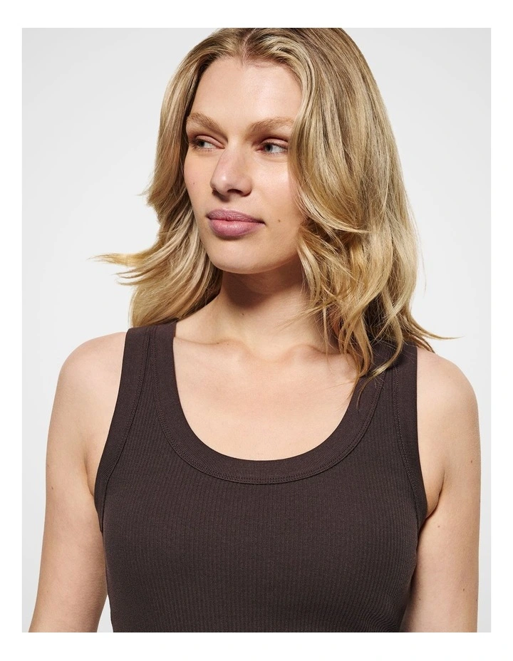 The Cotton Rib Tank in New Bitter Chocolate image 7