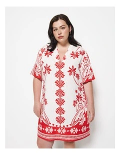 Nadia Dress in Red Palm Print