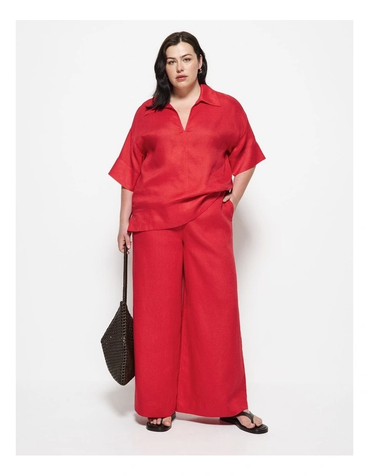 Linen Pant in Cherry image 1