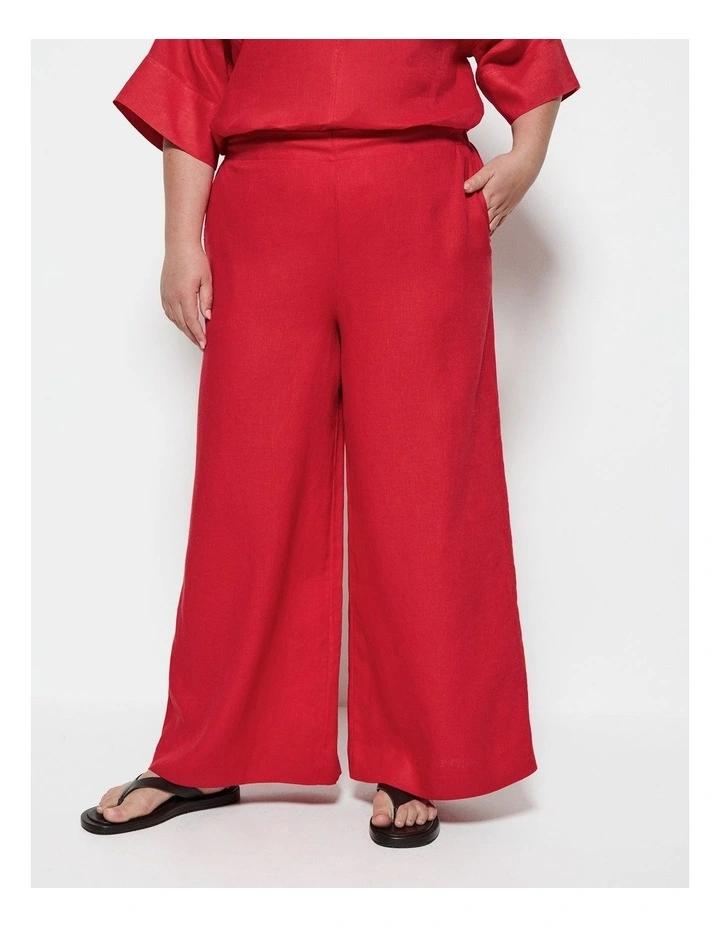 Linen Pant in Cherry image 2