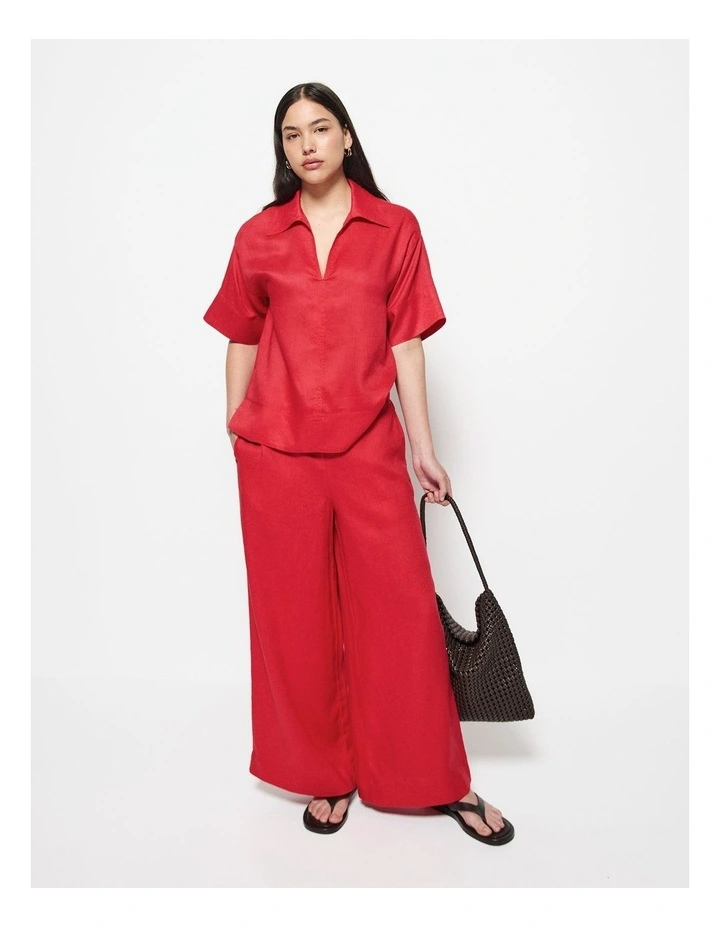 Linen Pant in Cherry image 5