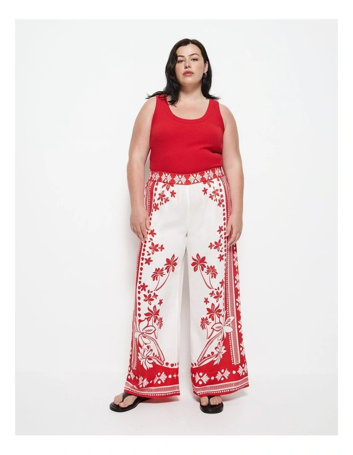 Nadia Pant in Red Palm Print image 1