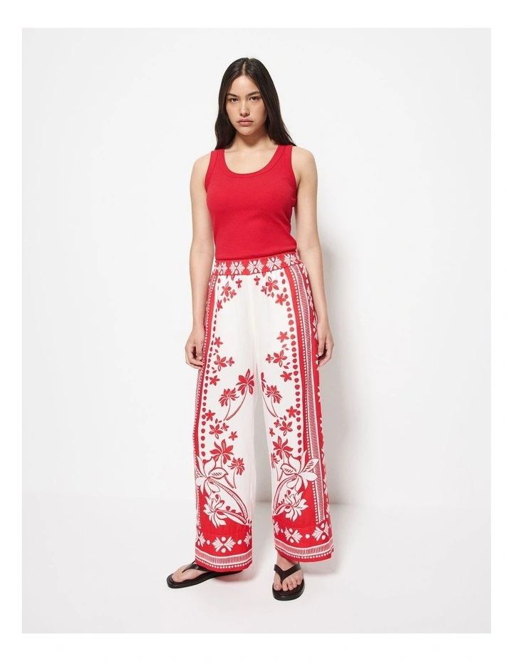 Nadia Pant in Red Palm Print image 5