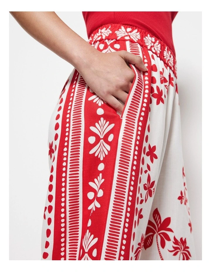 Nadia Pant in Red Palm Print image 6