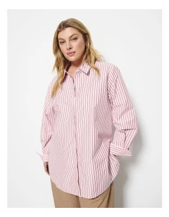 Good Earth Cotton Demi Shirt in Soft Pink Stripe