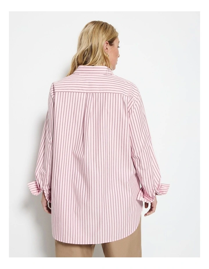 Good Earth Cotton Demi Shirt in Soft Pink Stripe image 2