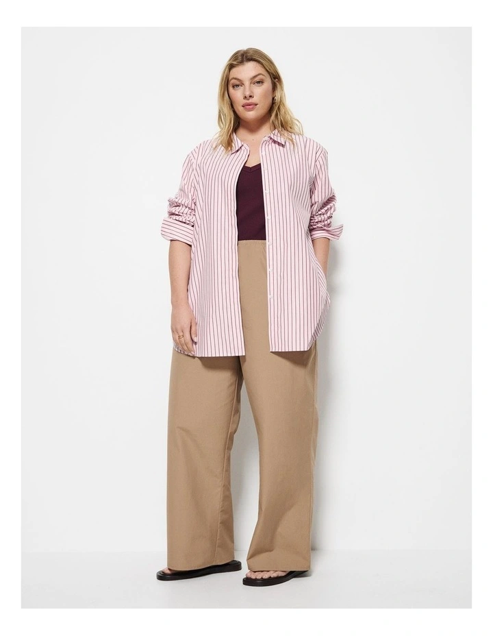 Good Earth Cotton Demi Shirt in Soft Pink Stripe image 4
