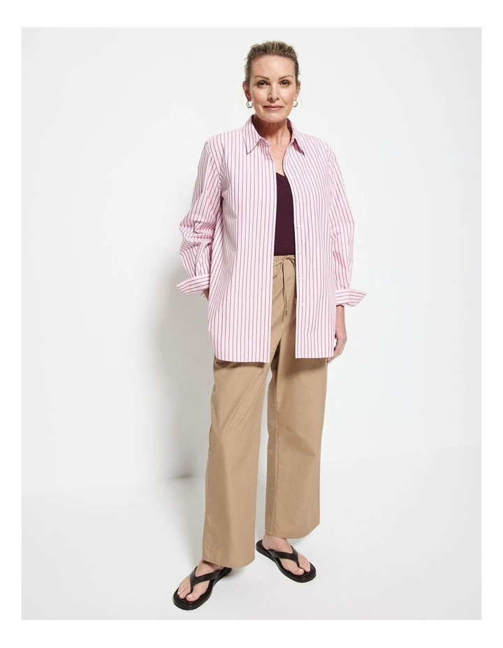 Good Earth Cotton Demi Shirt in Soft Pink Stripe image 7