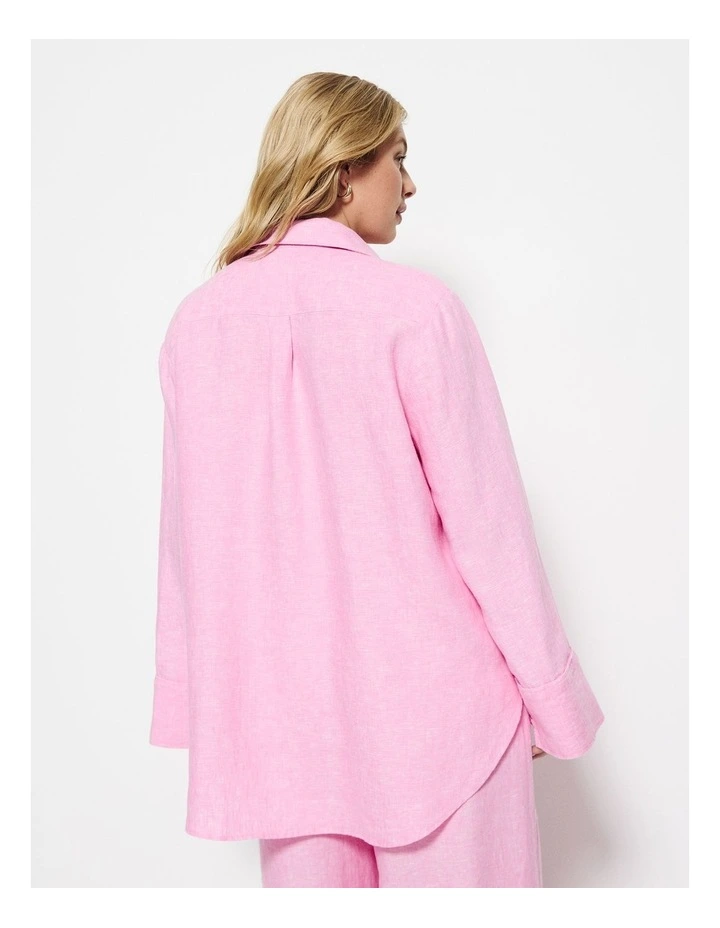 Linen Shirt in Candy Pink image 2