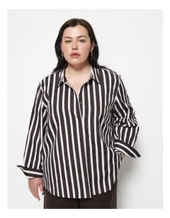 Vicki Shirt in Bitter Chocolate Stripe