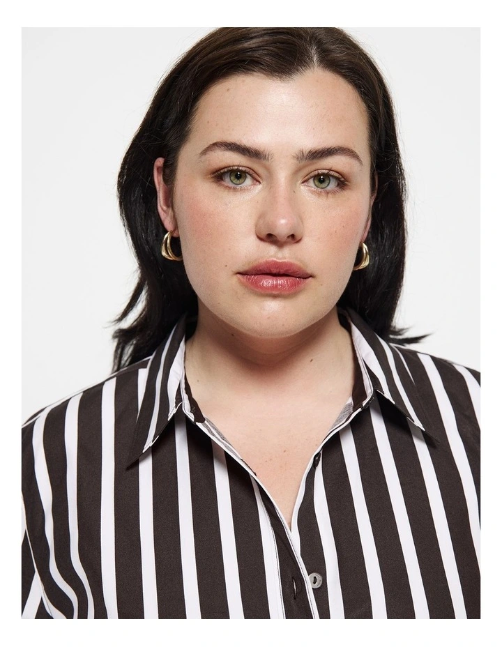 Vicki Shirt in Bitter Chocolate Stripe image 3