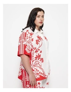 Nadia Top in Red Palm Print