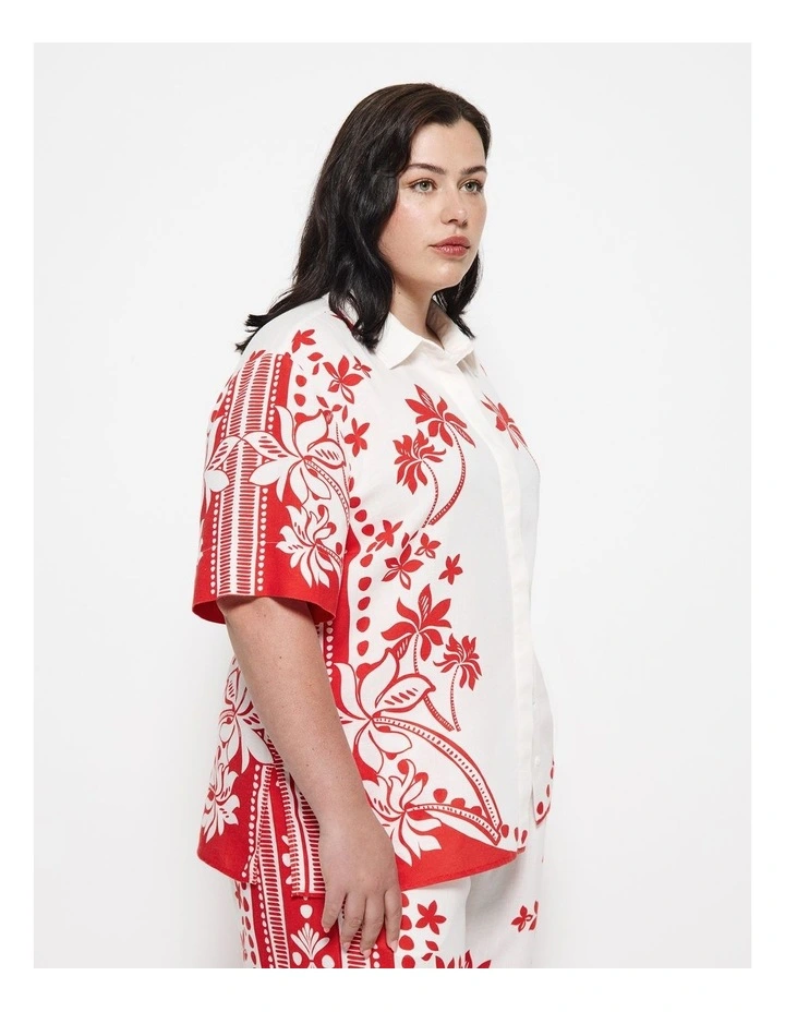 Nadia Top in Red Palm Print image 1