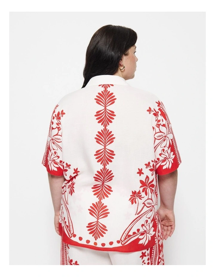 Nadia Top in Red Palm Print image 2