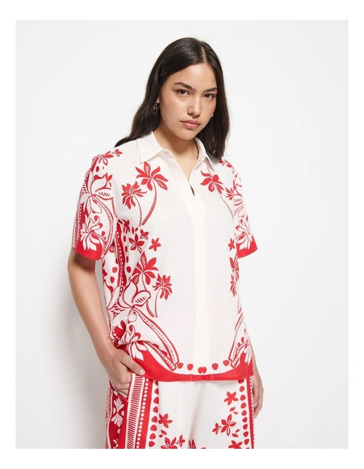 Nadia Top in Red Palm Print image 5