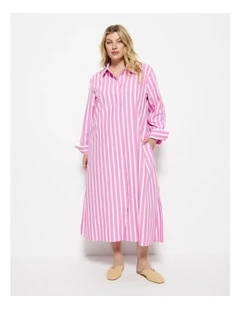 Good Earth Cotton Demi Shirt Dress in Candy Pink